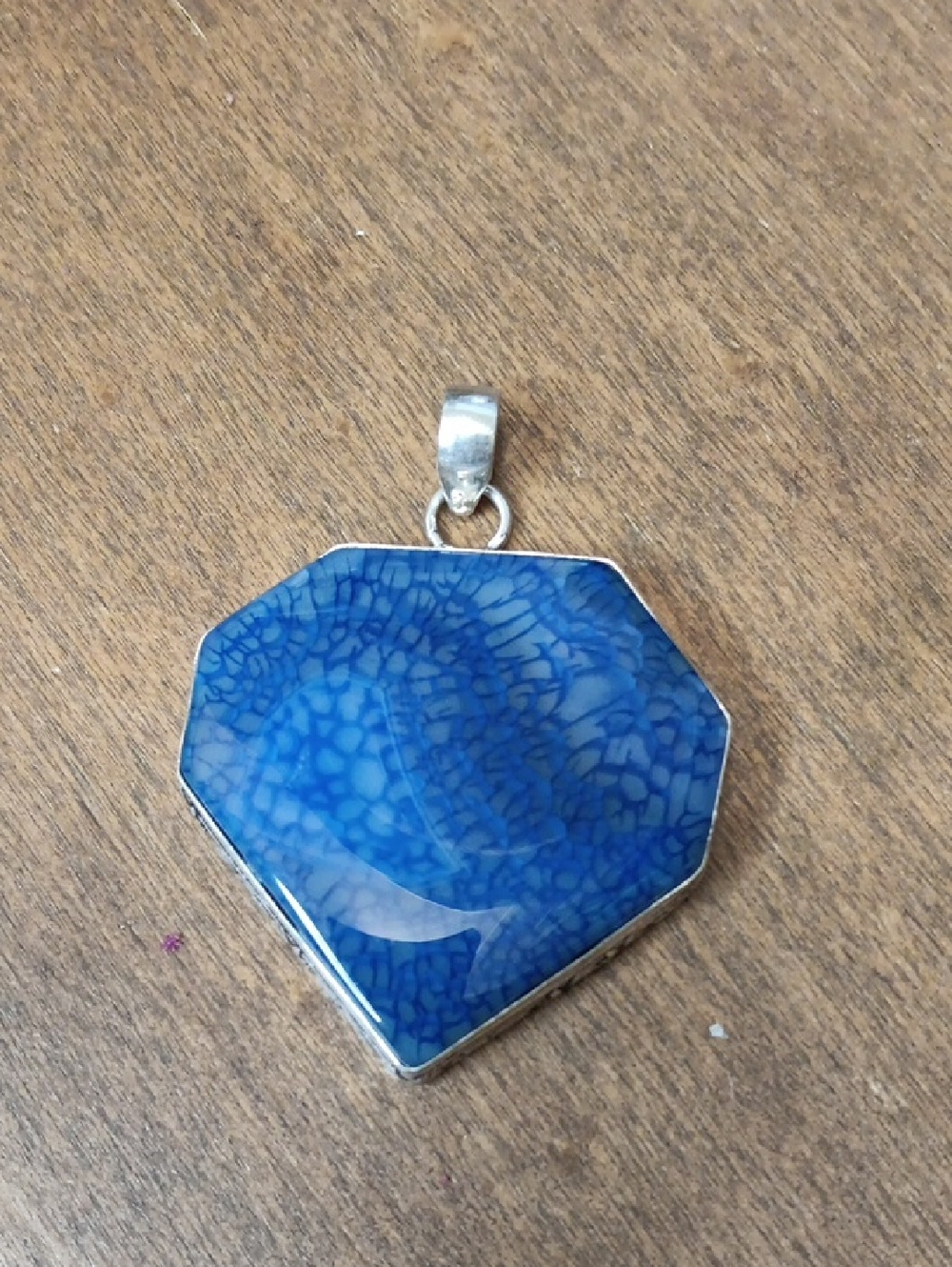 Blue Agate Statement Pendant Necklace